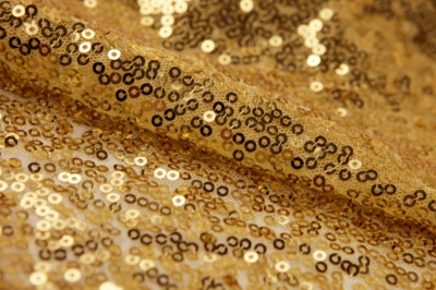 Сетка с пайетками №6, 188 гр/м2, шир.130см, цвет золото - купить в Омске. Цена 371.02 руб.
