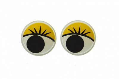 Глазки для игрушек, круглые, с бегающими зрачками, 15 мм/упак.50+/-2 шт, цв. -желтый - купить в Омске. Цена: 114.17 руб.