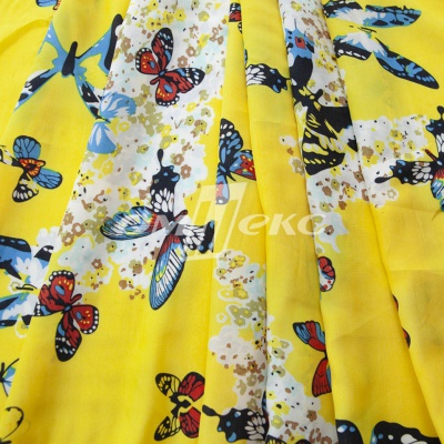 Плательная ткань "Софи" 7.2, 75 гр/м2, шир.150 см, принт бабочки - купить в Омске. Цена 241.49 руб.