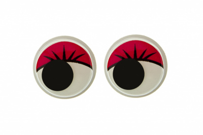 Глазки для игрушек, круглые, с бегающими зрачками, 15 мм/упак.50+/-2 шт, цв. -красный - купить в Омске. Цена: 114.17 руб.