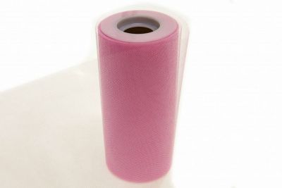 Фатин блестящий в шпульках 16-14, 12 гр/м2, шир. 15 см (в нам. 25+/-1 м), цвет розовый - купить в Омске. Цена: 105.32 руб.