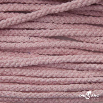 Шнур плетеный d-6 мм круглый, 70% хлопок 30% полиэстер, уп.90+/-1 м, цв.1087-розовый - купить в Омске. Цена: 594 руб.