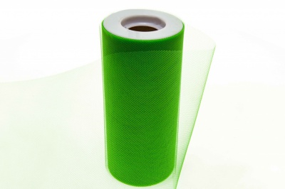 Фатин в шпульках 16-146, 10 гр/м2, шир. 15 см (в нам. 25+/-1 м), цвет зелёный - купить в Омске. Цена: 98.63 руб.