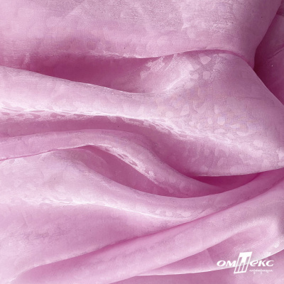 Плательная органза вытравка,100% полиэстр, шир. 150 см, #606 цв.-розовый - купить в Омске. Цена 380.73 руб.