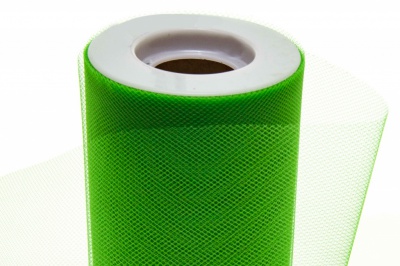 Фатин в шпульках 16-146, 10 гр/м2, шир. 15 см (в нам. 25+/-1 м), цвет зелёный - купить в Омске. Цена: 98.63 руб.