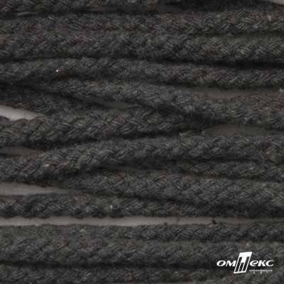 Шнур плетеный d-6 мм круглый, 70% хлопок 30% полиэстер, уп.90+/-1 м, цв.1088-т.серый - купить в Омске. Цена: 588 руб.