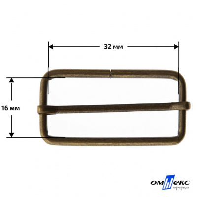 Рамка-шлевка металлическая 32 х 16 мм - антик - купить в Омске. Цена: 5.86 руб.