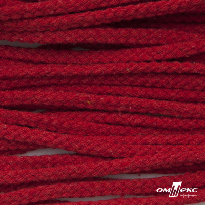 Шнур плетеный d-6 мм, круглый 70% хлопок 30% полиэстер, уп.90+/-1 м, цв.1064-красный - купить в Омске. Цена: 594 руб.