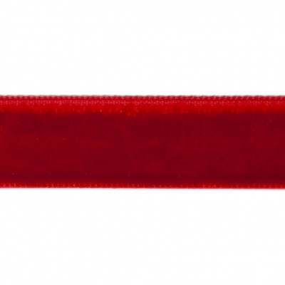 Лента бархатная нейлон, шир.12 мм, (упак. 45,7м), цв.45-красный - купить в Омске. Цена: 392 руб.