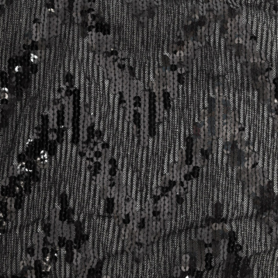 Трикотажное полотно с пайетками, шир.130 см, #311-бахрома чёрная - купить в Омске. Цена 1 183.35 руб.