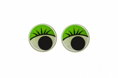 Глазки для игрушек, круглые, с бегающими зрачками, 10 мм/упак.50+/-2 шт, цв. -зеленый - купить в Омске. Цена: 71.92 руб.