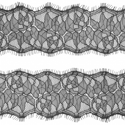 Кружево "Шантильи" RF637, шир. 75 мм, цвет чёрный - купить в Омске. Цена: 127.20 руб.
