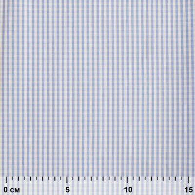 Ткань сорочечная Клетка Виши, 115 г/м2, 58% пэ,42% хл, шир.150 см, цв.2-голубой, (арт.111) - купить в Омске. Цена 309.82 руб.