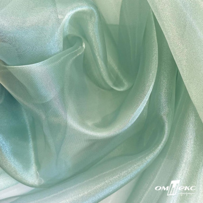 Ткань органза, 100% полиэстр, 28г/м2, шир. 150 см, цв. #104 светло-зеленый - купить в Омске. Цена 84.48 руб.