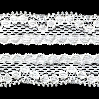 Кружево эластичное 38-21, шир.15 мм -цв.белое - купить в Омске. Цена: 19.96 руб.