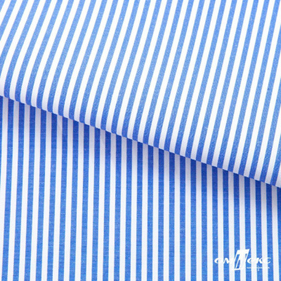 Ткань сорочечная Полоска Кенди, 115 г/м2, 58% пэ,42% хл, шир.150 см, цв.3-синий, (арт.110) - купить в Омске. Цена 306.69 руб.