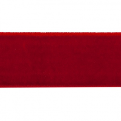 Лента бархатная нейлон, шир.25 мм, (упак. 45,7м), цв.45-красный - купить в Омске. Цена: 981.09 руб.