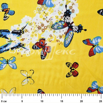 Плательная ткань "Софи" 7.2, 75 гр/м2, шир.150 см, принт бабочки - купить в Омске. Цена 243.96 руб.