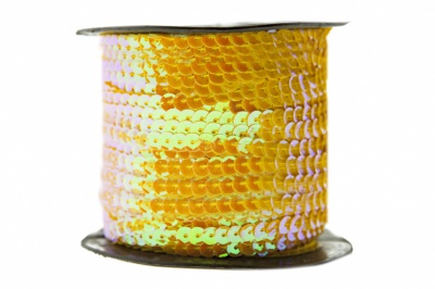 Пайетки "ОмТекс" на нитях, CREAM, 6 мм С / упак.73+/-1м, цв. 92 - золото - купить в Омске. Цена: 484.77 руб.