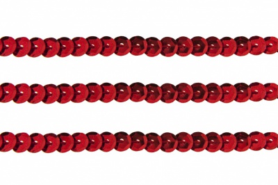 Пайетки "ОмТекс" на нитях, SILVER-BASE, 6 мм С / упак.73+/-1м, цв. 3 - красный - купить в Омске. Цена: 468.37 руб.