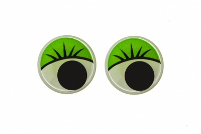 Глазки для игрушек, круглые, с бегающими зрачками, 15 мм/упак.50+/-2 шт, цв. -зеленый - купить в Омске. Цена: 113.01 руб.
