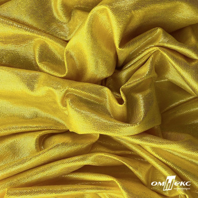 Трикотажное полотно голограмма, шир.140 см, #602 -жёлтый/жёлтый - купить в Омске. Цена 385.88 руб.