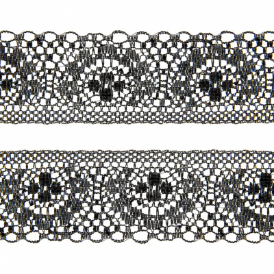 12-21-Кружево капрон 40мм цв.-черный - купить в Омске. Цена: 14.53 руб.