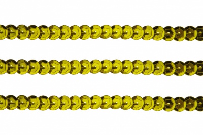 Пайетки "ОмТекс" на нитях, SILVER-BASE, 6 мм С / упак.73+/-1м, цв. 7 - св.золото - купить в Омске. Цена: 473.15 руб.