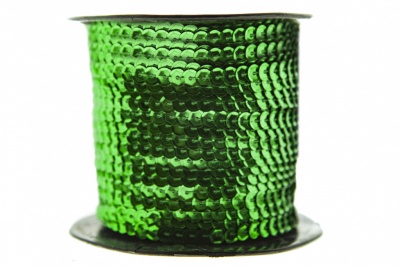 Пайетки "ОмТекс" на нитях, SILVER-BASE, 6 мм С / упак.73+/-1м, цв. 4 - зеленый - купить в Омске. Цена: 484.77 руб.