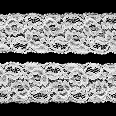 Кружево эластичное 39-21, шир.50 мм -цв.белое - купить в Омске. Цена: 43.57 руб.