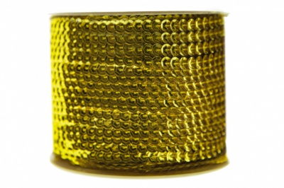 Пайетки "ОмТекс" на нитях, SILVER-BASE, 6 мм С / упак.73+/-1м, цв. 7 - св.золото - купить в Омске. Цена: 473.15 руб.