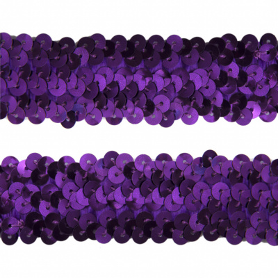 Тесьма с пайетками 12, шир. 30 мм/уп. 25+/-1 м, цвет фиолет - купить в Омске. Цена: 1 098.48 руб.