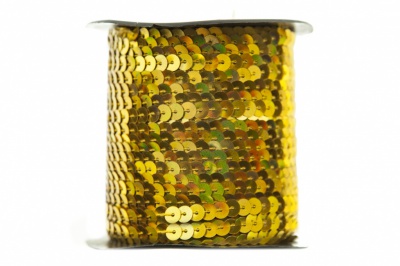 Пайетки "ОмТекс" на нитях, SILVER SHINING, 6 мм F / упак.91+/-1м, цв. 48 - золото - купить в Омске. Цена: 359.83 руб.