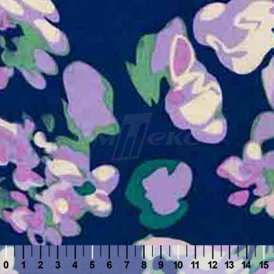 Штапель принт (100% вискоза) D4,C3, 110 гр/м2, шир.140см, принт цветы/василёк - купить в Омске. Цена 346.50 руб.