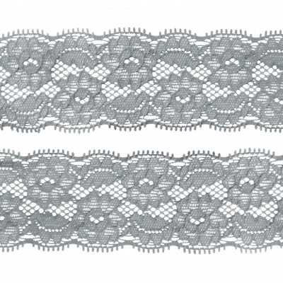 Кружево эластичное 004 шир.40 мм -цв.#04- серый - купить в Омске. Цена: 58.08 руб.