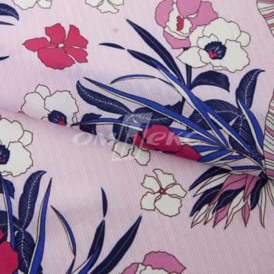 Плательная ткань "Фламенко" 18.1, 80 гр/м2, шир.150 см, принт растительный - купить в Омске. Цена 239.03 руб.