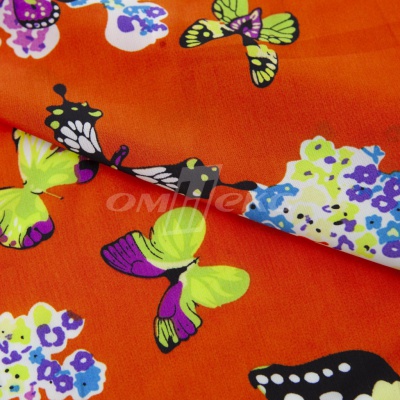 Плательная ткань "Софи" 7.1, 75 гр/м2, шир.150 см, принт бабочки - купить в Омске. Цена 241.49 руб.