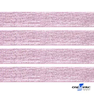 Лента парча 3341  25 мм цвет розовый-серебро 1